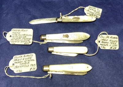 Silver bladed fruit knives
